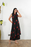 Red and black cotton co-ords set (attached sleeves)
