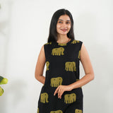 Yellow elephant cotton co-ords set (attached sleeves)