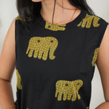 Yellow elephant cotton co-ords set (attached sleeves)