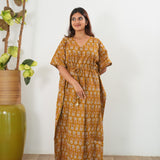 Mustard roses cotton kaftan