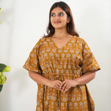 Mustard roses cotton kaftan