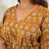 Mustard roses cotton kaftan