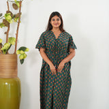 Forest green butta cotton kaftan