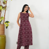 Maroon geometric cotton co-ords set (attached sleeves)