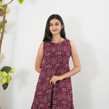 Maroon geometric cotton co-ords set (attached sleeves)