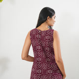 Maroon geometric cotton co-ords set (attached sleeves)