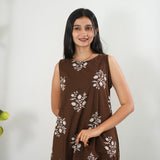 Dark chocolate cotton co-ords set (attached sleeves)
