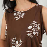 Dark chocolate cotton co-ords set (attached sleeves)