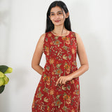 Red floral cotton co-ords set(attached sleeves)