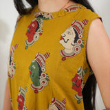 Mustard kalamkari cotton co-ords set (attached sleeves)