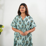 Powder blue tie and dye cotton kaftan