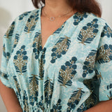 Powder blue tie and dye cotton kaftan