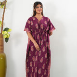 Purple paisley cotton kaftan