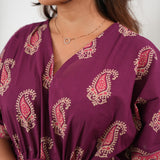 Purple paisley cotton kaftan