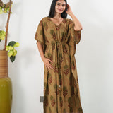 Beige tie and dye cotton kaftan