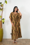 Beige tie and dye cotton kaftan