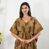 Beige tie and dye cotton kaftan