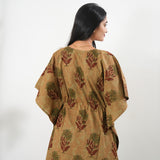 Beige tie and dye cotton kaftan