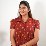 Deep maroon button down maxi dress