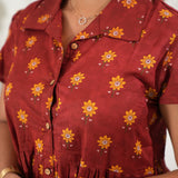 Deep maroon button down maxi dress