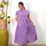 Violet tulips button down maxi dress