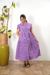 Violet tulips button down maxi dress
