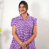 Violet tulips button down maxi dress