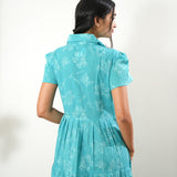 Turquoise hibiscus button down maxi dress