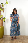 Deep sea  button down maxi dress