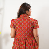 Red bouquet button down maxi dress