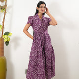 Purple daisy button down maxi dress