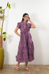 Purple daisy button down maxi dress