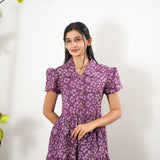 Purple daisy button down maxi dress