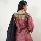 Mauve chettinad cotton suit set with contrast dupatta