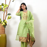 Mint green paithani suit set