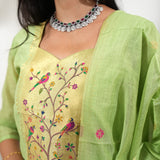 Mint green paithani suit set