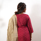 Red silk suit set with contrast dupatta