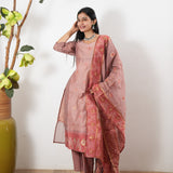 Mauve silk suit set