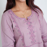 Pink flared embroidered viscose top