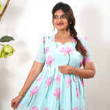 Powder blue pichwai georgette maxi dress