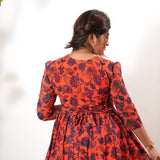 Orange floral georgette maxi dress