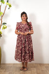 Chocolate brown georgette maxi dress