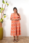 Tangerine pichwai georgette maxi dress