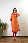 Tangerine chettinad cotton kurta