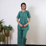 Turquoise stripes cotton lounge sleep wear