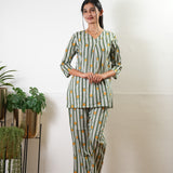 Olive green marigold  pure cotton sleep wear