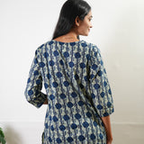 Indigo and beige pure cotton sleep wear