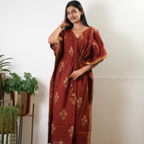 Deep red butta cotton kaftan