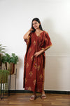Deep red butta cotton kaftan