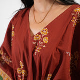 Deep red butta cotton kaftan